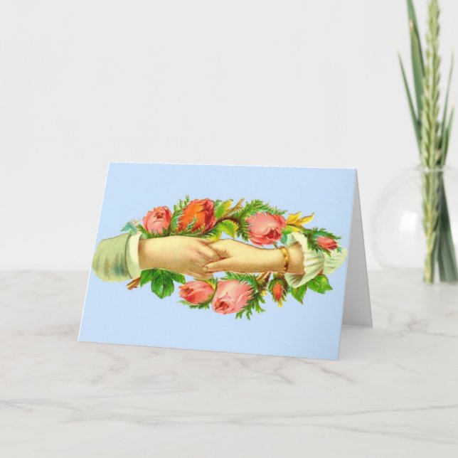 Tarjeta Impresión victoriana de manos entrelazadas (Anverso)