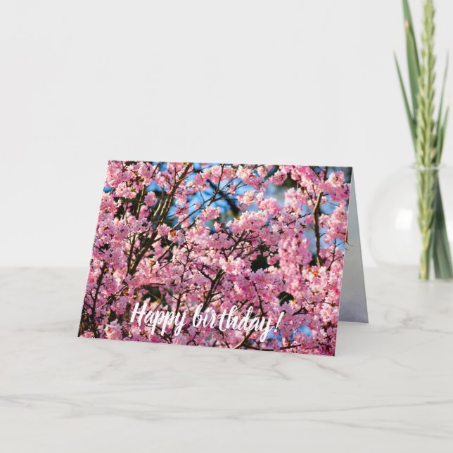 Tarjeta Impresionante Árbol Sakura En Bloom Rosa De Primav (Anverso)