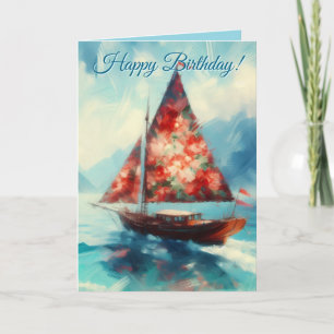 Tarjeta Impresionante barco de vela Náutica Cumpleaños