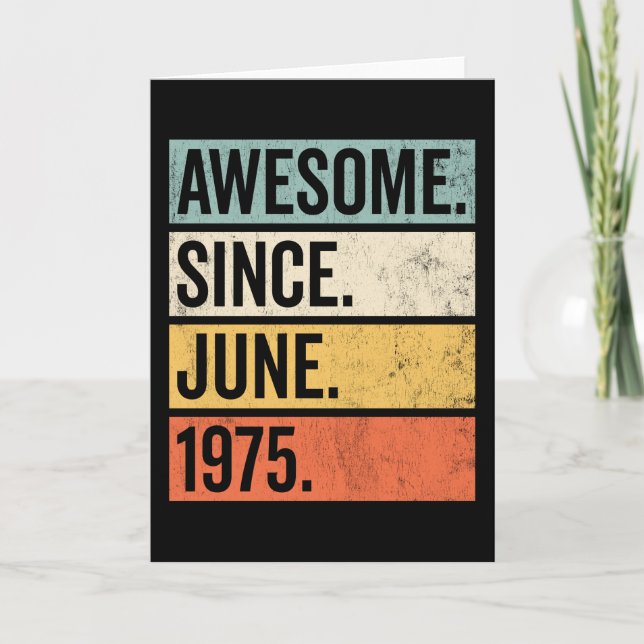 Tarjeta Impresionante desde junio de 1975 Cumpleaños Retro (Anverso)