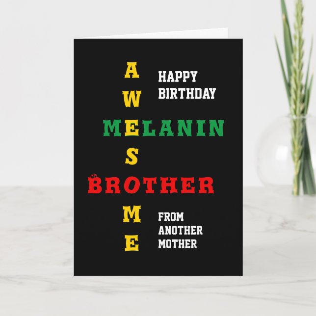 Tarjeta Impresionante Melanin Hermano Otro Cumpleaños Mate (Anverso)