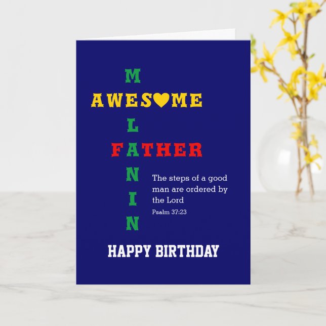 Tarjeta Impresionante Melanin Padre Cristiano Feliz Cumple (flor amarilla)