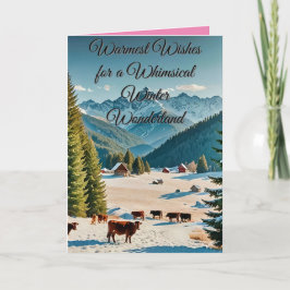 Tarjeta impresionante paisaje invernal con colinas cubiert