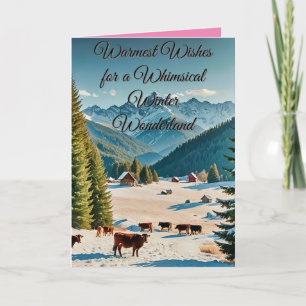 Tarjeta impresionante paisaje invernal con colinas cubiert