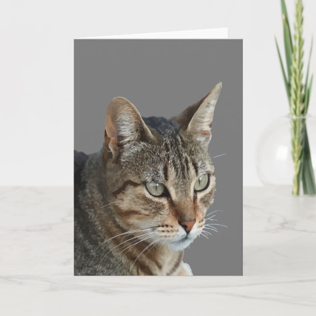 Tarjeta Impresionante Vector de retrato de gato atigrado d (Anverso)