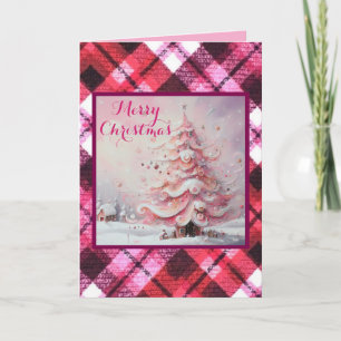 Tarjeta Impresionante y caprichoso árbol de Navidad rosa