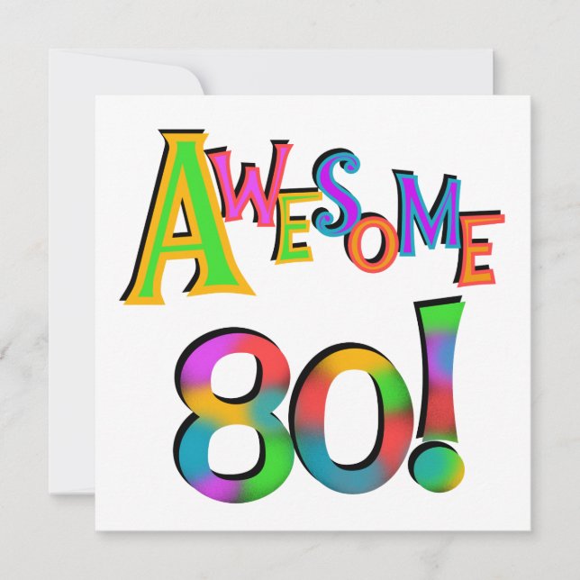 Tarjeta Impresionantes camisetas de cumpleaños 80 y regalo (Anverso)