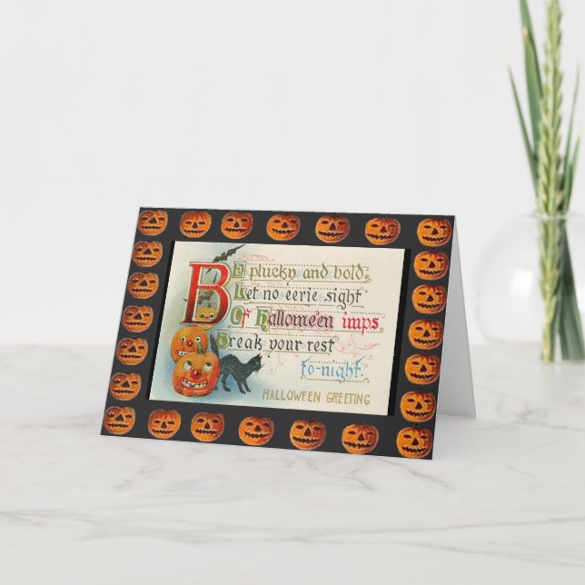 Tarjeta Impresiones de Halloween vintage (Anverso)