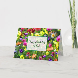 Tarjeta Impresiones Florales Cumpleaños