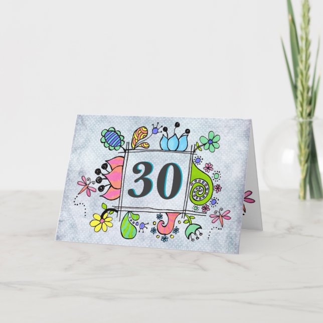 Tarjeta Impreso 30 Personalizado de cumpleaños número 30 (Anverso)