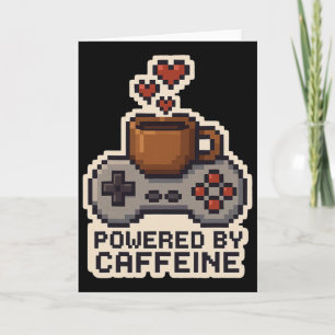 Tarjeta Impulsado Por Cafeína Arte De Píxel Jugador Amante