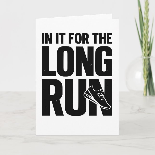 Tarjeta in It for The Long Run Runner Pun Running Quote (Anverso)