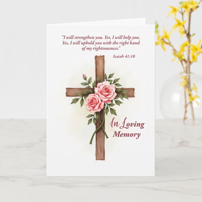 Tarjeta In Loving Memory Religious Sympathy Cross (flor amarilla)