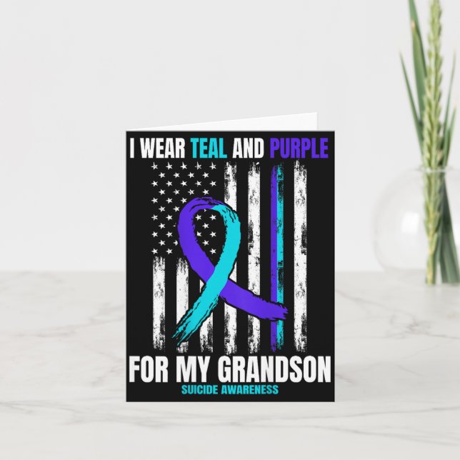 Tarjeta In Memory Of My Grandson Suicide Awareness Flag Ba (Anverso)
