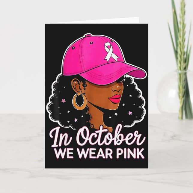 Tarjeta In October We Wear Nk Black Women Breast Cancer Aw (Anverso)