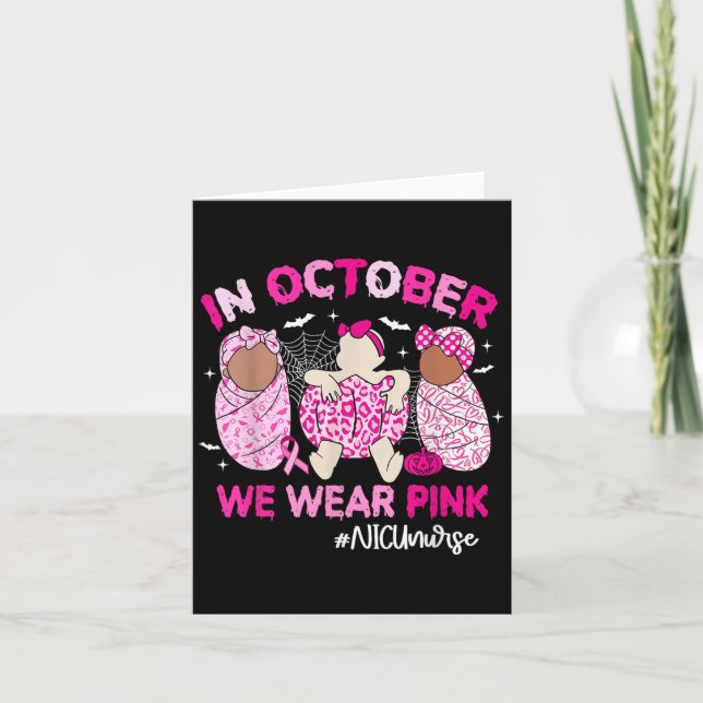 Tarjeta In October We Wear Nk Breast Cancer Awareness Nicu (Anverso)