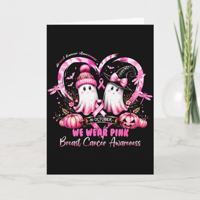 Tarjeta In October We Wear Nk Breast Cancer Heart Dragonfl (Anverso)