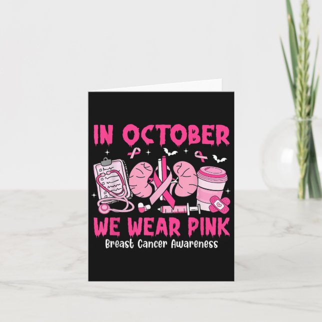 Tarjeta In October We Wear Nk Breast Cancer Urology Nurse  (Anverso)