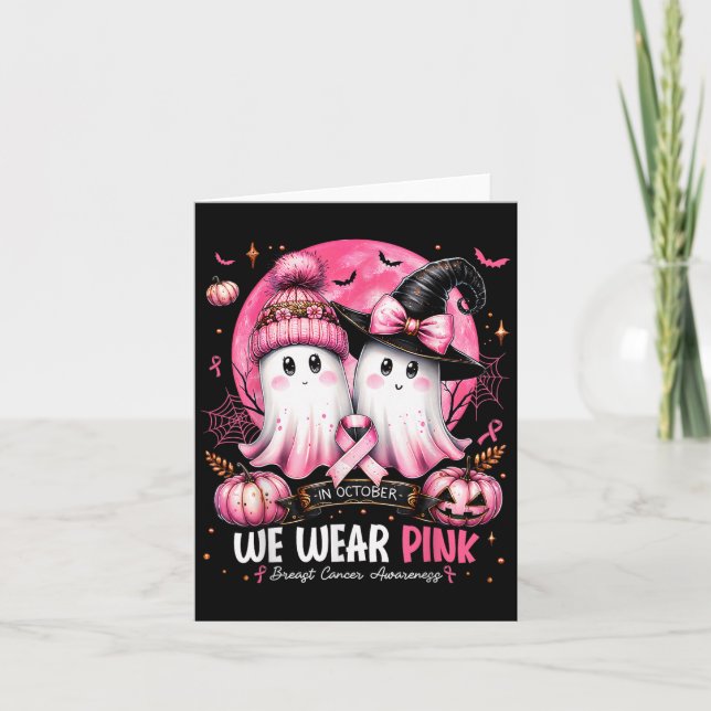 Tarjeta In October We Wear Nk Ghost Witch Breast Cancer Aw (Anverso)