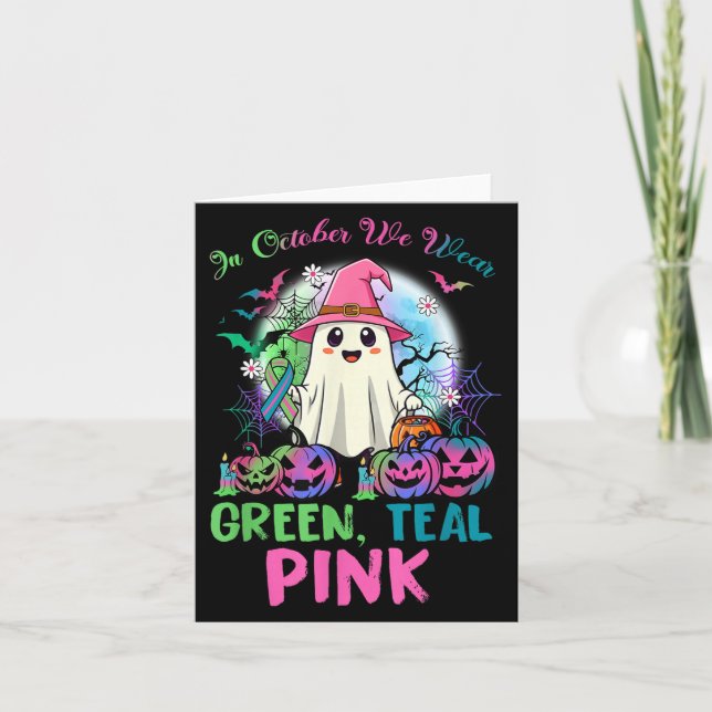 Tarjeta In October We Wear Teal Nk Halloween Metastatic Br (Anverso)