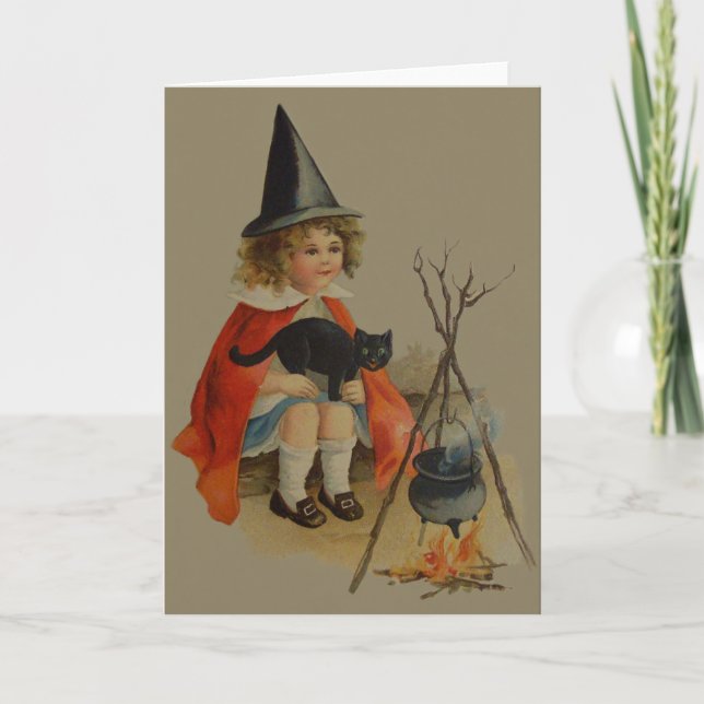 Tarjeta Incendio de gato negro de bruja suave (Anverso)
