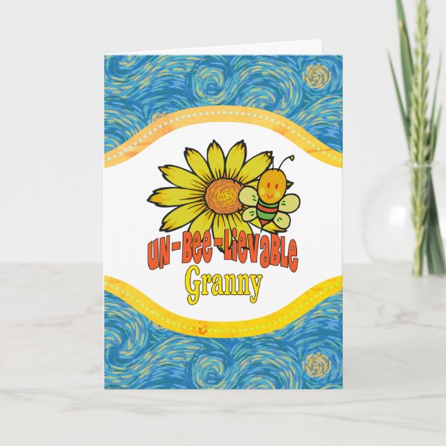 Tarjeta Increíble abuela girasoles y abejas (Anverso)
