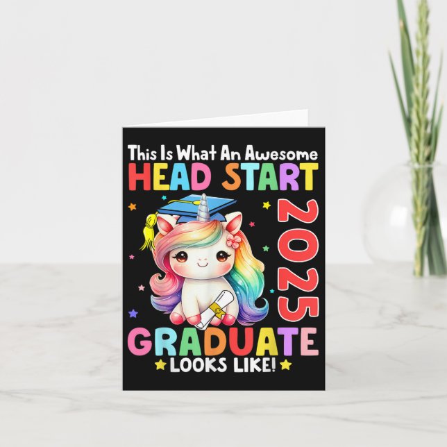 Tarjeta Increíble Graduado De Head Start 2025 Como Unicorn (Anverso)