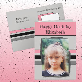 Tarjeta Increíble nieta agrega cumpleaños con fotos grises