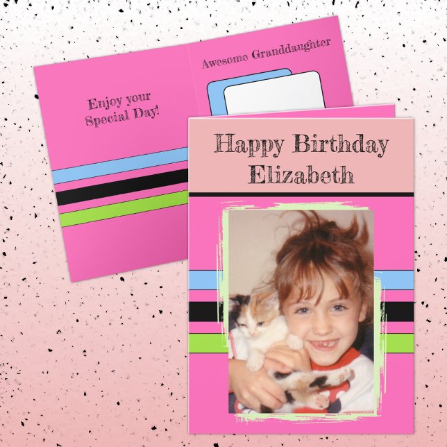 Tarjeta Increíble nieta añade foto de cumpleaños rosa (Subido por el creador)