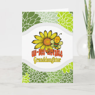 Tarjeta Increíble nieta girasoles y abejas