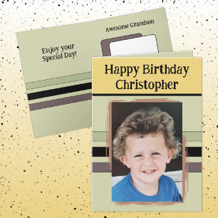 Tarjeta Increíble nieto agrega foto de cumpleaños verde