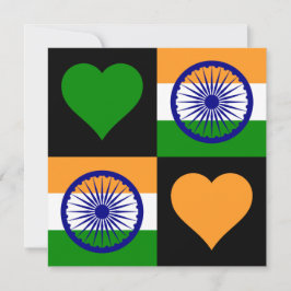 Tarjeta India Bandera Corazón Patriótico Saludo Indio