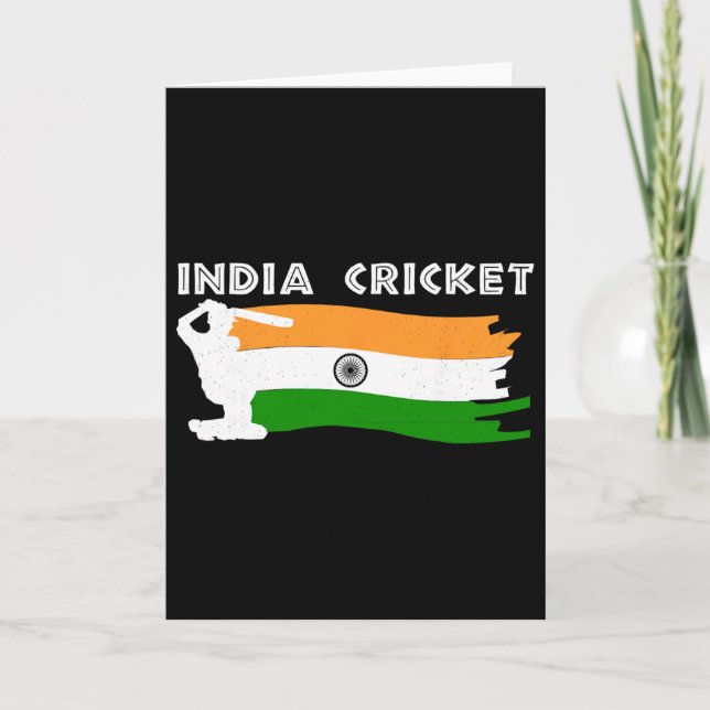 Tarjeta India Cricket With Indian Flag  (Anverso)