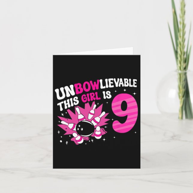 Tarjeta Indigerible Este Chica Es 9 Bowling 9 Cumpleaños (Anverso)