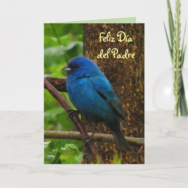 Tarjeta Indigo Bunting Día del Padre (Anverso)
