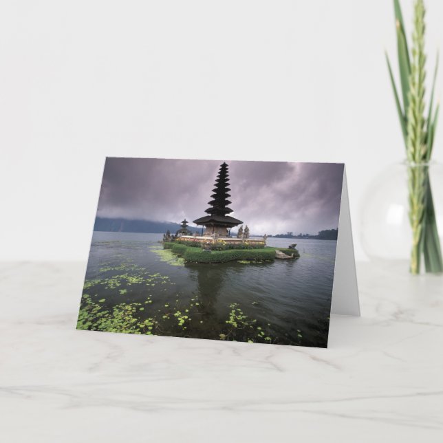 Tarjeta Indonesia, Bali, Templo Ulun Danu. (Anverso)