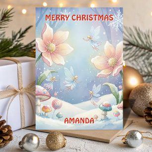 Tarjeta infantil de jardín de Navidad de hada de n