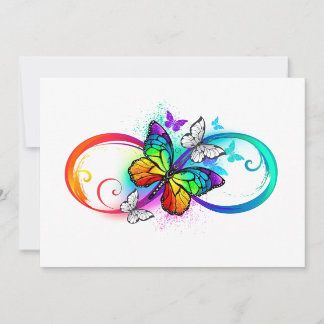Tarjeta Infinidad brillante con la mariposa arcoiris (Anverso)