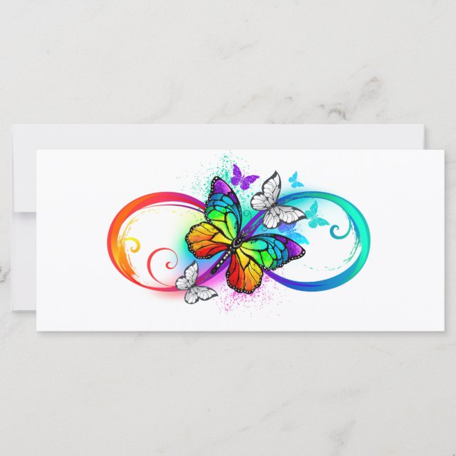 Tarjeta Infinidad brillante con la mariposa arcoiris (Anverso)
