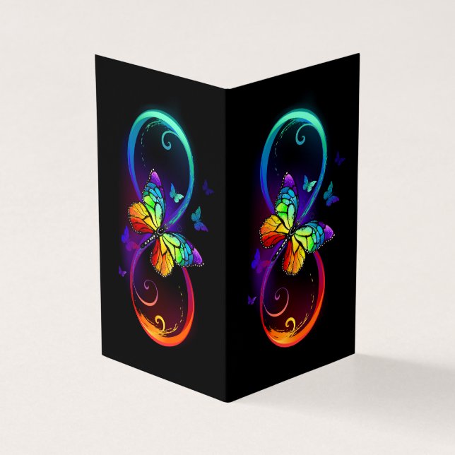 Tarjeta Infinidad vibrante con mariposa arco iris sobre ne (Exterior)