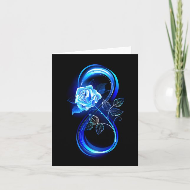 Tarjeta Infinito brillante con rosa azul (Anverso)