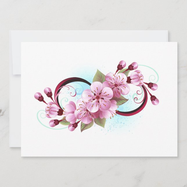Tarjeta Infinito con las flores de flores de Sakura Blosso (Anverso)
