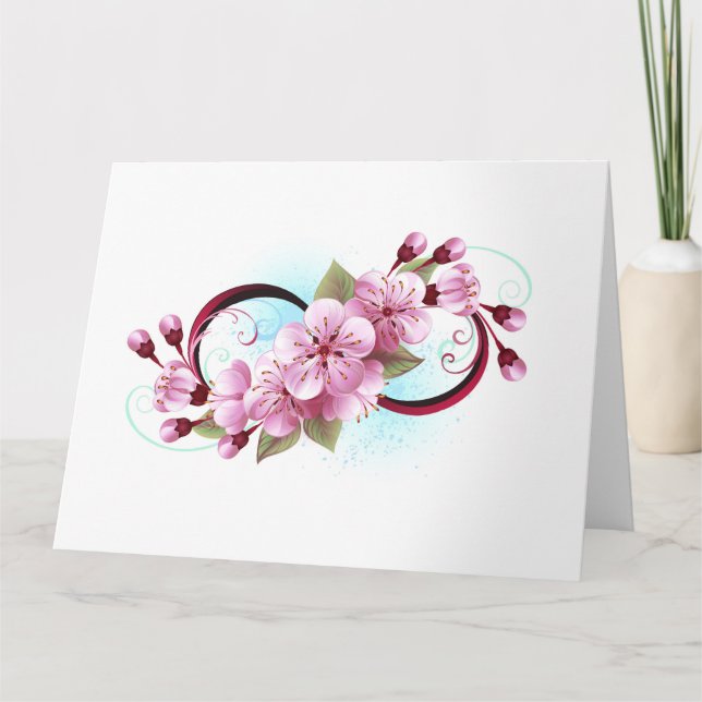 Tarjeta Infinito con las flores de flores de Sakura Blosso (Anverso)
