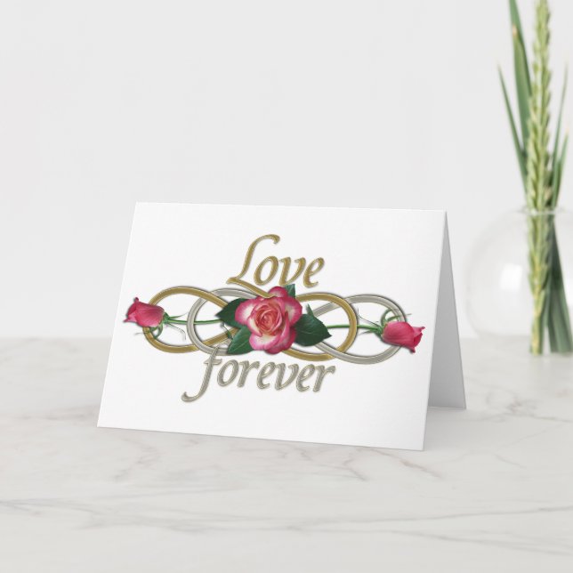 Tarjeta Infinito doble - amor de los rosas para siempre (Anverso)