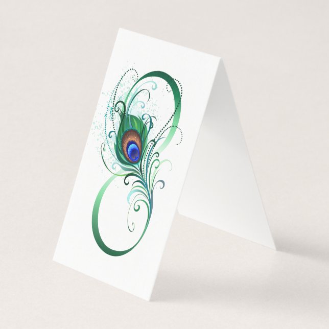 Tarjeta Infinity Symbol with Peacock Feather (Reverso)