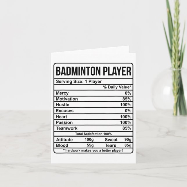 Tarjeta Información Del Reproductor De Badminton Y Hechos  (Anverso)