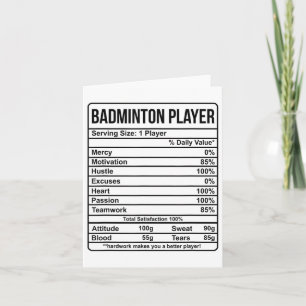 Tarjeta Información Del Reproductor De Badminton Y Hechos 