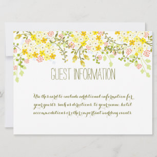 Tarjeta Informativa de Boda Floral Amarilla Gloria