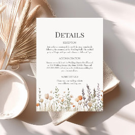 Tarjeta Informativa de Detalles de Boda de Flores 
