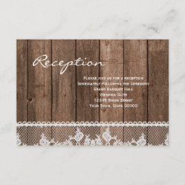 Tarjeta informativa de recepción de encaje blanco 